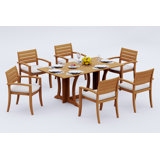 6 Seats 7 Pcs Grade-A Teak Wood Dining Set: Warwick Console Folding Rectangle Table And 6 Travota Stacking Arm Chairs #11TV1506