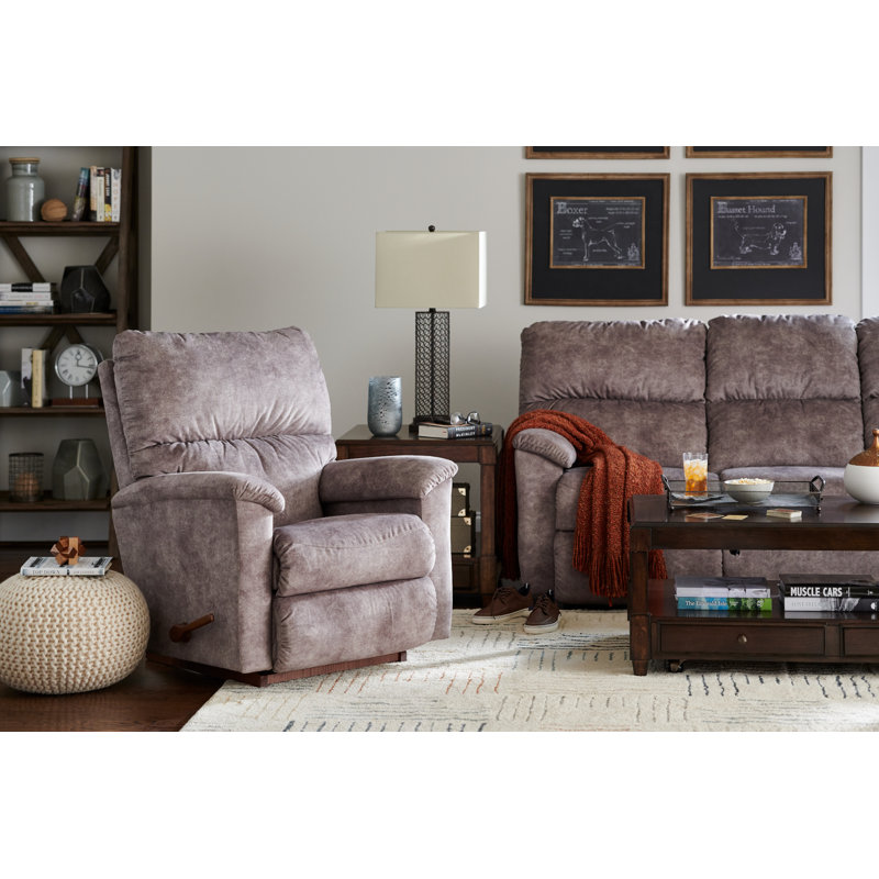 Brooks Rocking Recliner with iClean Fabric, i-Outlier Mushroom Performance Microfiber, Manual