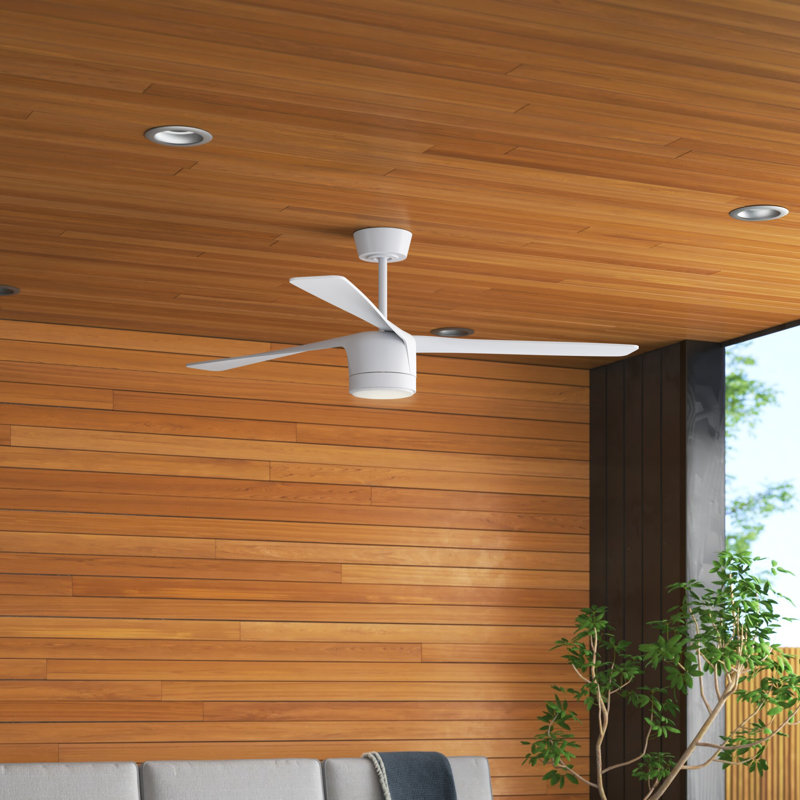 Ventilateur de plafond intérieur / extérieur 56 po avec lumière et télécommande Peregrine, Blanc