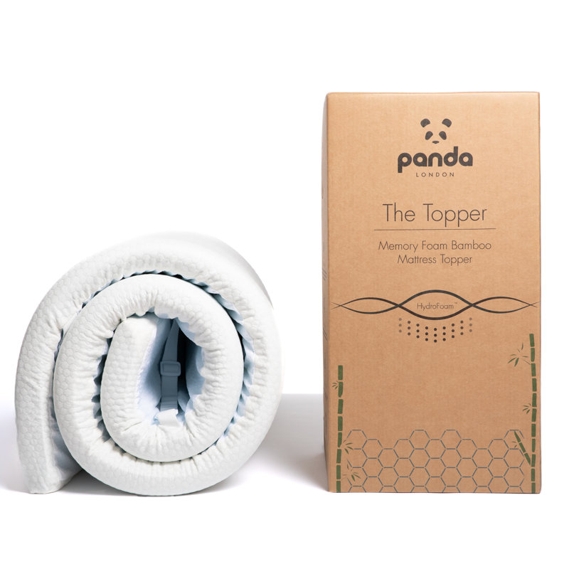 Panda Memory Foam Bamboo Rayon Mattress Topper - Hypoallergenic, Orthopaedic Support with Removable Cover , Super King (6')