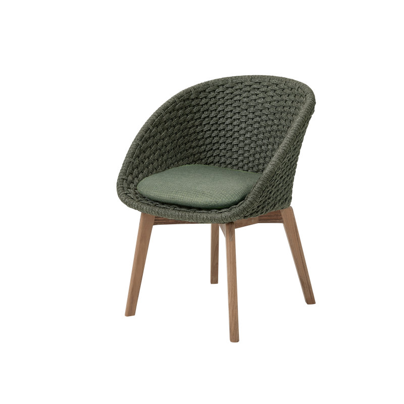 Outdoor Dining Side Chair with Sunbrella® Cushions, Dark Green