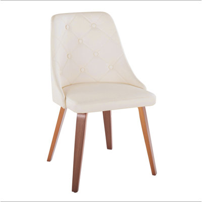 Chaise de salle à manger contemporaine en bois de noyer et similicuir crème - ensemble de 2