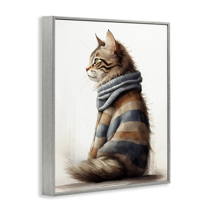 Chat en rayé, estampe numérique par Sasha, Estampe numérique Farmhouse, H 30 po x l 24 po