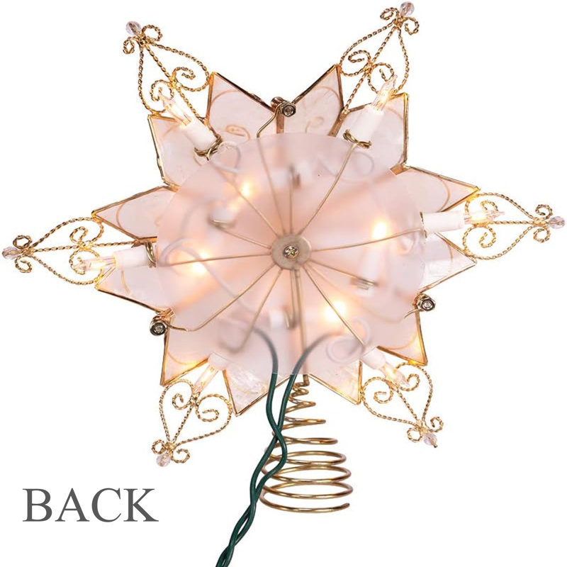 Brass Finish 9.1-Inch Capiz Star Christmas Tree Topper