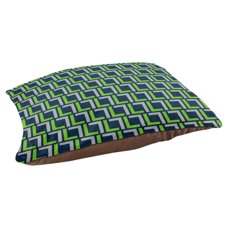 Brossard Geometric Polyester Pet Bed, Extra large  (40'' W x 50'' D x 6'' H), College Navy/Action Green/Wolf Grey