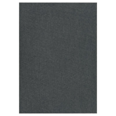 Large Area Rug 10x13 Modern Solid Washable Rug Non Slip Woven Textured Carpet -Thin Neutral Minimalist Non-Shedding Floor Cover Indoor Foldable Mat for Living Room Bedroom Office Charcoal