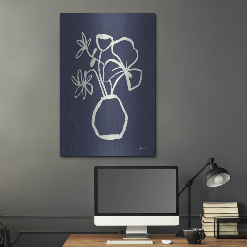 Art mural en métal 24 pi x 36 po Floral S Croquis 2 par Pamela Munger