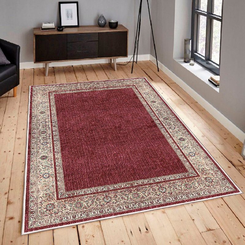 Premium Cotton Area Rug, Tile Red & Cream, 31.5 x 59.1 inches | 100% Cotton, 1.5 lbs/sq ft | 0.4 in Pile Height, Antibacterial, Non-Slip PVC Underside | Machine Washable, Perfect for Living Room & Bedroom Décor