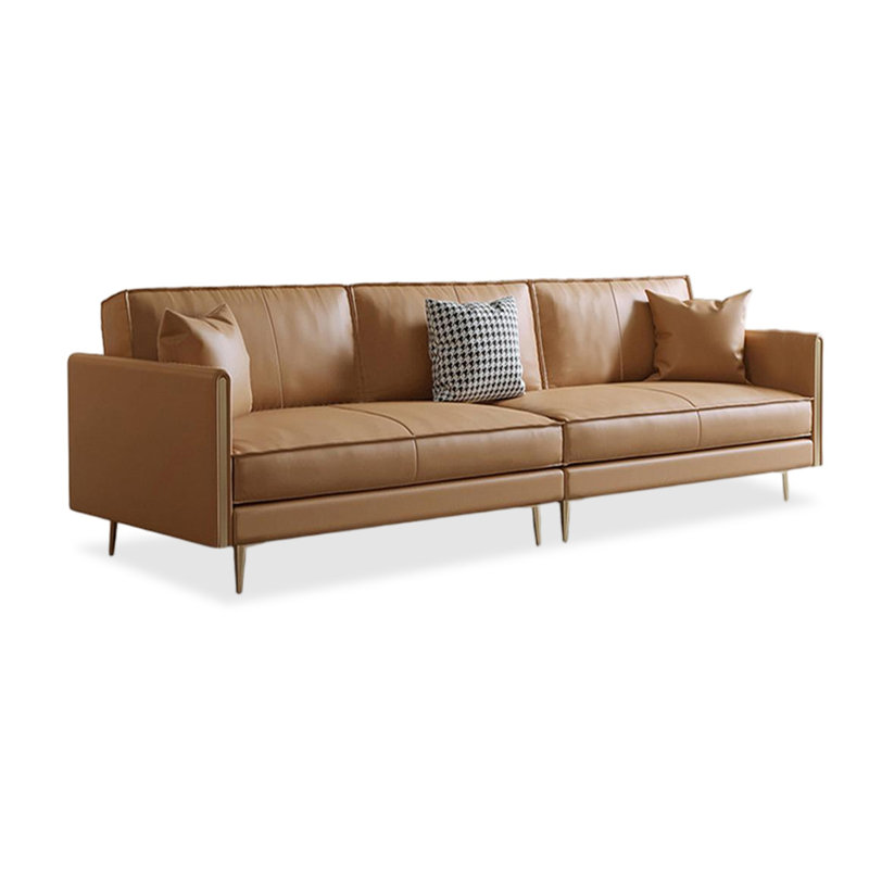 Canapé modulaire en similicuir caramel, H 34,25 po x l 94,49 po x P 35,04 po, Caramel