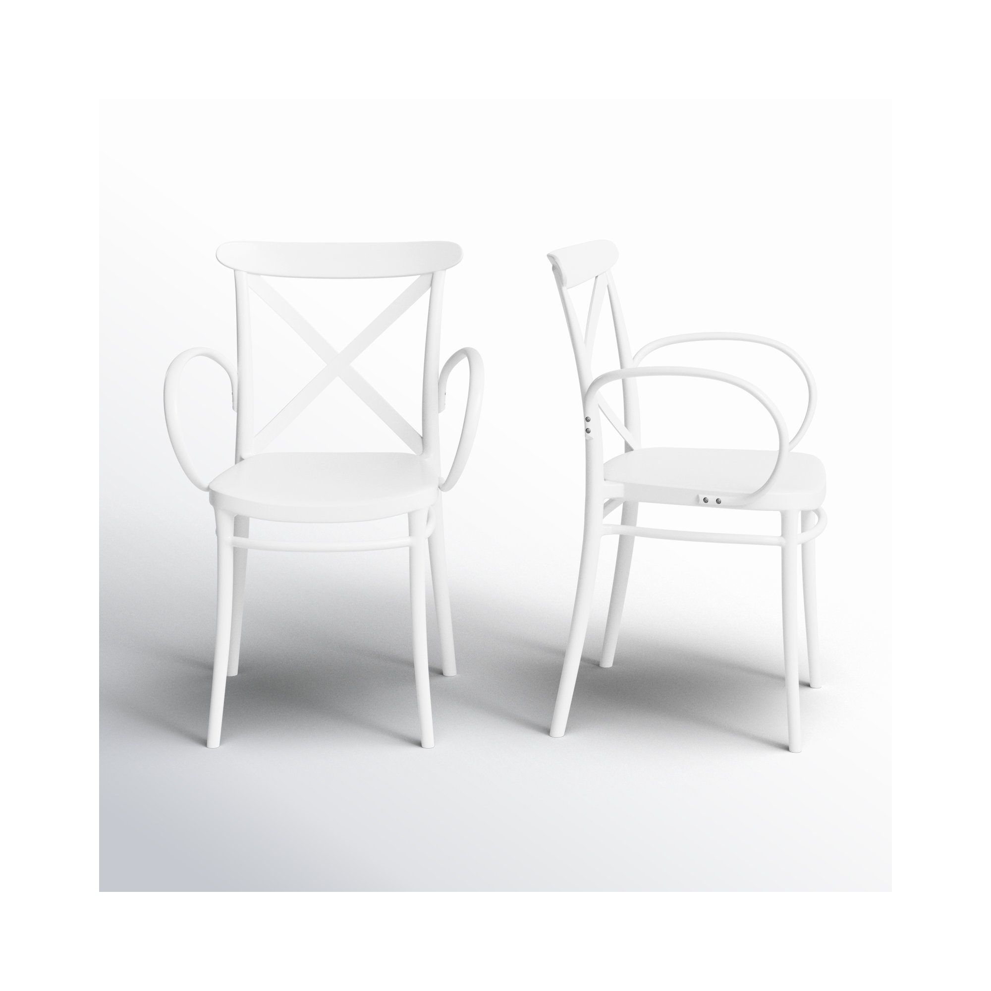 Kenne Anco Stacking Patio Dining Armchair, White