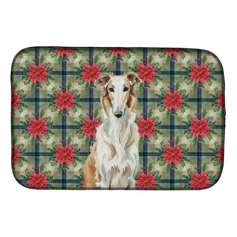 Tapis de vaisselle Borzoi Christmas PoinsettIas