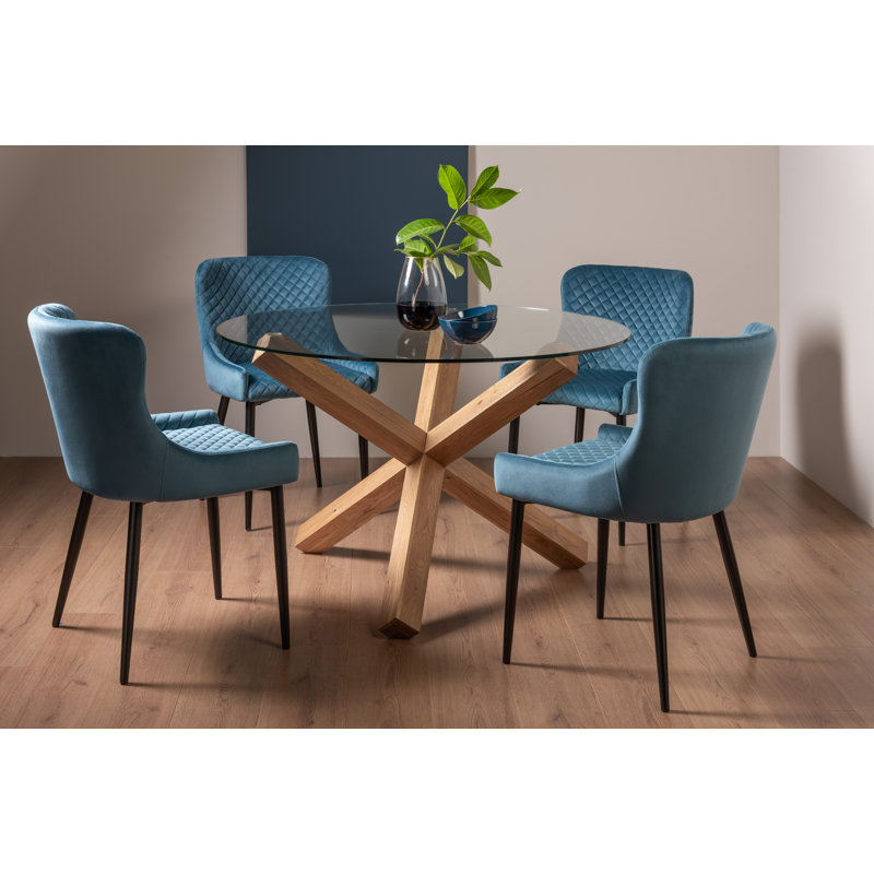 4 - Person Dining Set, Petrol Blue/Black