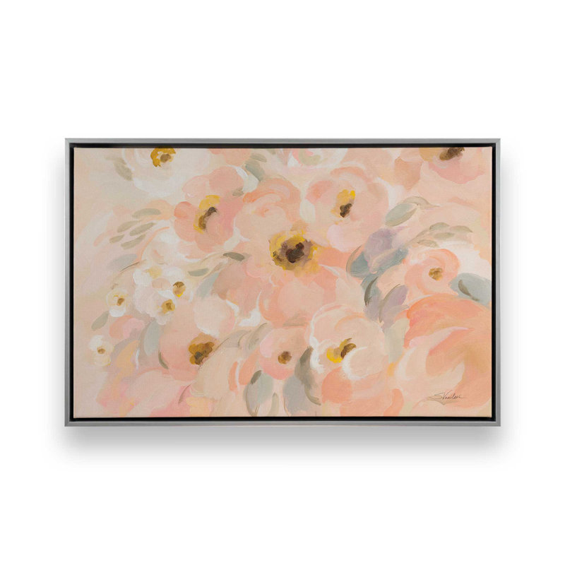 «Blush Blooms», reproduction sur toile, Cadre flottant en chrome poli, H 12,75 po x l 18,75 po