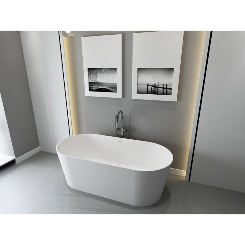 67 Inch Freestanding Solid Surface Soaking Bathtub