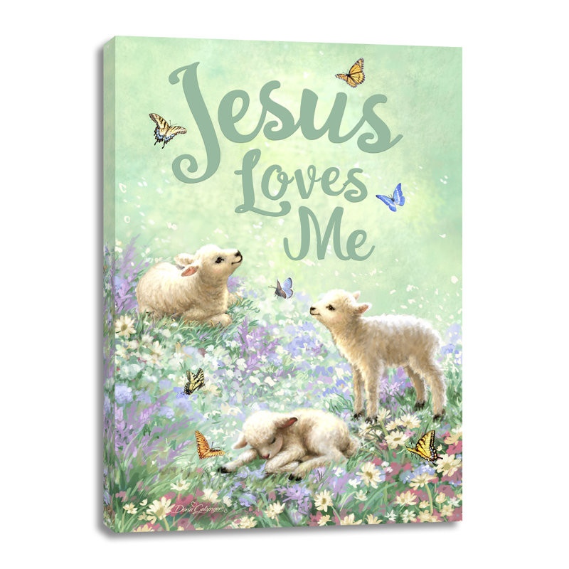 «Jesus Loves Me», art mural sur toile, H 14 po x l 10 po x P 1 po