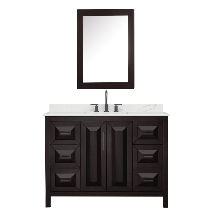 Daria 48'' W Vanity, Matte Black, Brown, White Quartz
