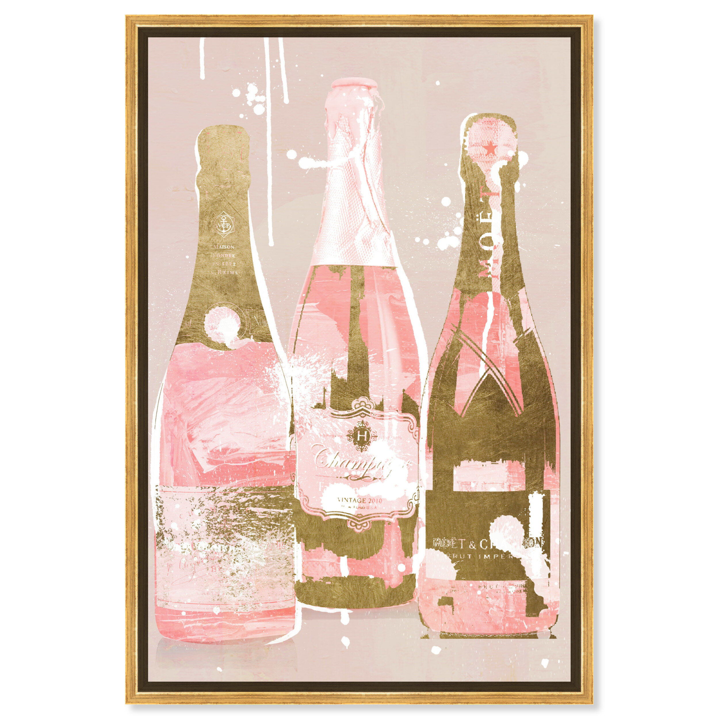 Oliver Gal Italian Mod Champagne, Glam Italian Bubbles Italian Mod  Champagne Framed On Canvas by Oliver Gal Print
