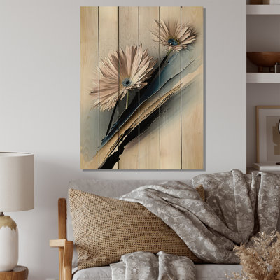 Ambrin Beige Gerbera Flowers - Print