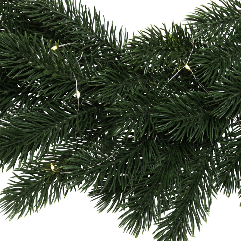 Pre-Lit Battery Operated Lush Pine Artificial Christmas Wreath - 24" - Clear Lights