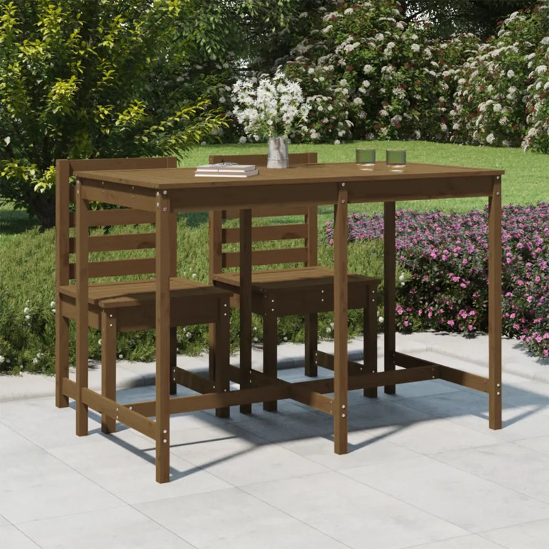 Vandever Rectangular Pine Outdoor Dining Table , cm W cm D, 110cm H x 159.5cm W x 82.5cm D, Honey Brown