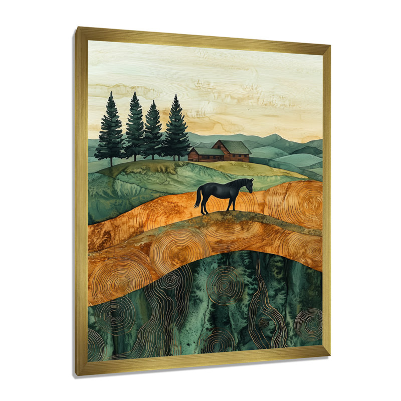 Margison - animaux, art mural sur toile, H 44 po x l 34 po, Doré, Picture Framed