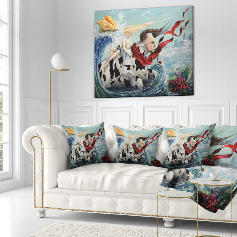  Coussin abstrait «The Rape of Europe», 18 po x 18 po, Coussin décoratif
