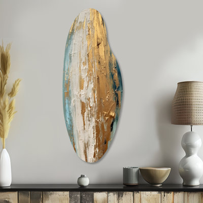 Debrah - Minimalism Curved Metal Wall Art, Brown Asymmetrical Metal Art Print