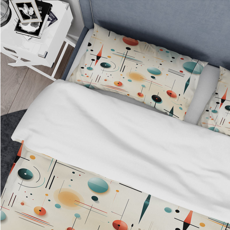 Ensemble de housse de couette Beige Retro Modern Sphere Matrix I, Housse de couette pour très grand lit et 2 très