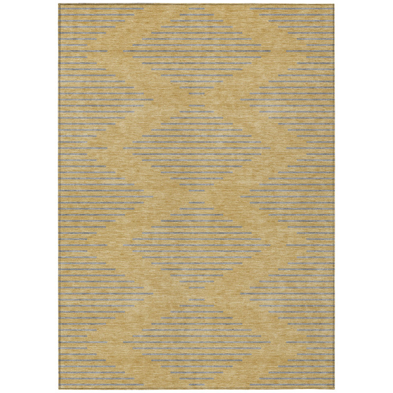Norelia Gold Washable Indoor-Outdoor Rug - , 8' x 10'