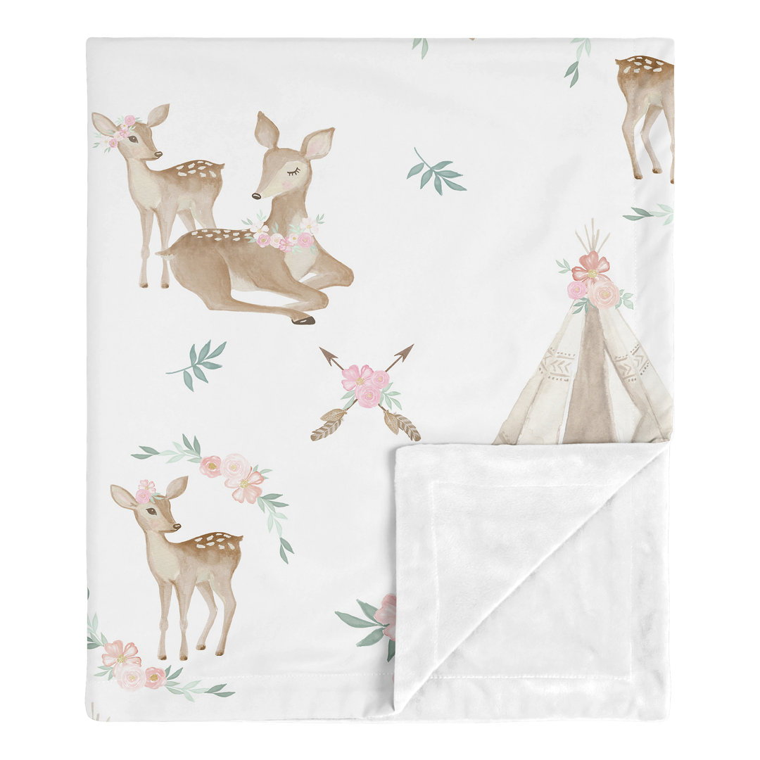 Deer Floral Security Baby Blanket Sweet Jojo Designs