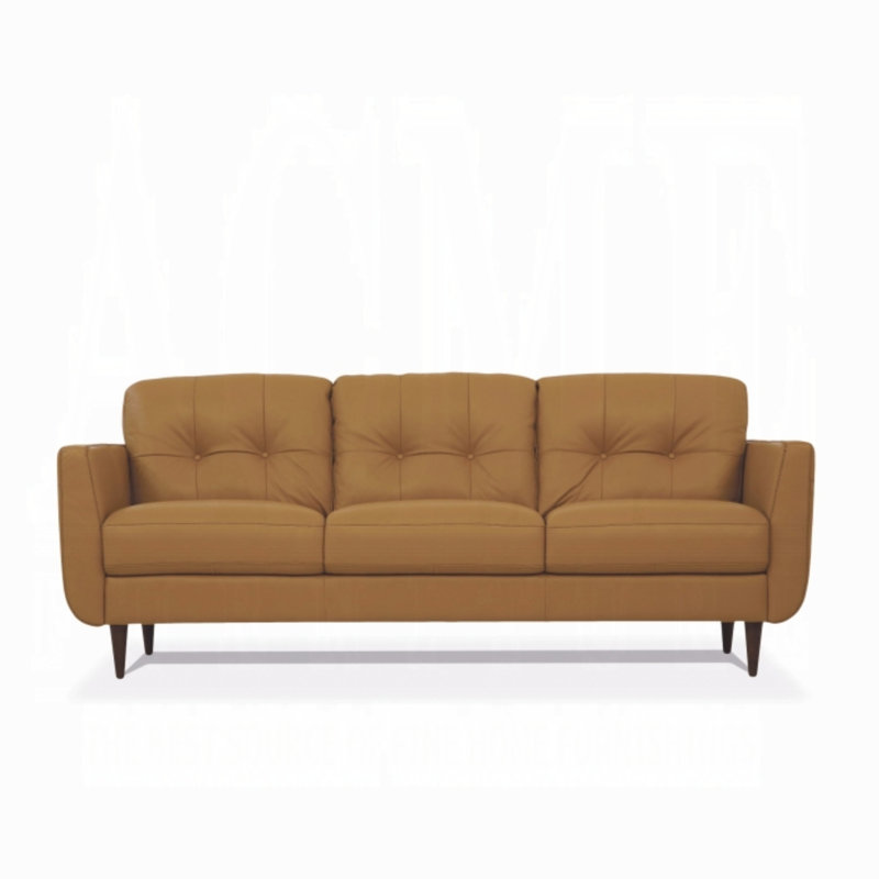 Bove 83" Genuine Leather Flared Arm Sofa, Tan Faux Leather