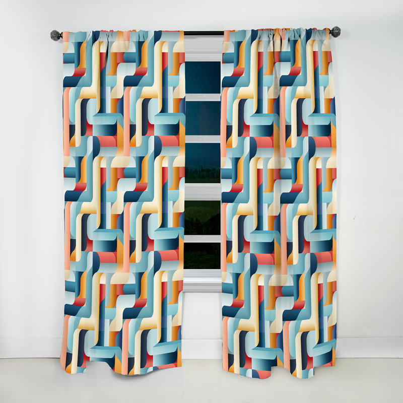 Motif géométrique à angle géométrique Foxcroft - rideau moderne - obscurcissant velours - 1 panneau, L 52 po x L 95 po