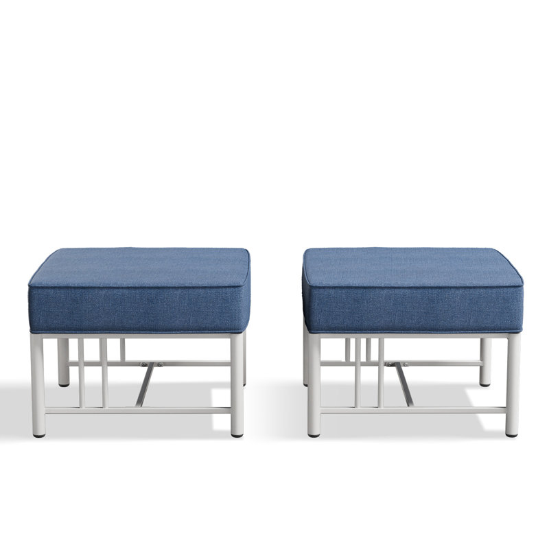 Repose-pieds d'extérieur Carnahan, Bleu, Blanc