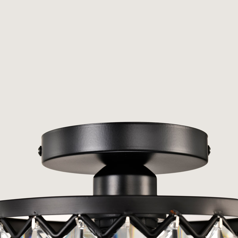 Crystal Ceiling Light Fixture, Matte Black