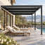 Pergola murale à persiennes 10 x 10 pi, toit ajustable-137980478
