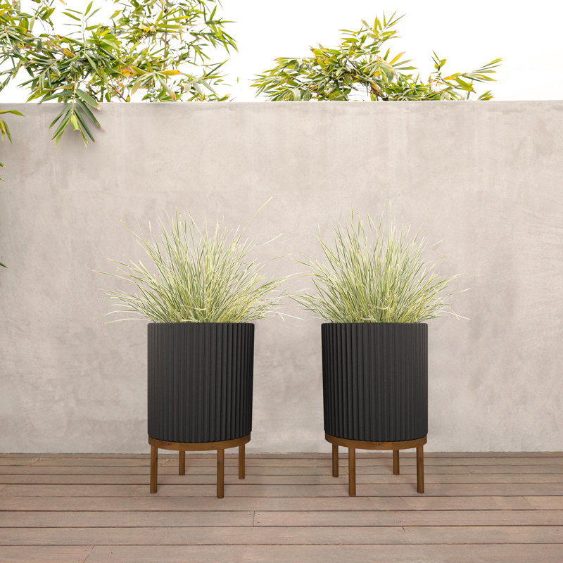 Jardinière Demi Series avec support, 2, Noir / brun, H 22 po x l 14,75 po x P 14,75 po