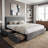 Candler Modern Bed With 4 Drawers And Headboard, Velvet Upholstered Platform Bed, Sturdy Metal & Wooden Slats Support, No Box Spring Needed, Easy Assembly-2000677983-2000677985