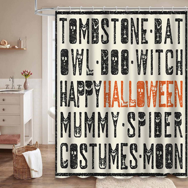 Rideau de douche Halloween avec 12 crochets, L 72 po x l 78 po