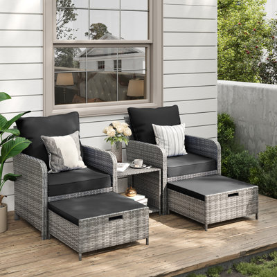 Idamarie Wicker Conversation Set with Ottoman