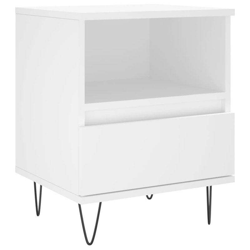 Ebenier 40 cm W Bedside Table, White, Individual