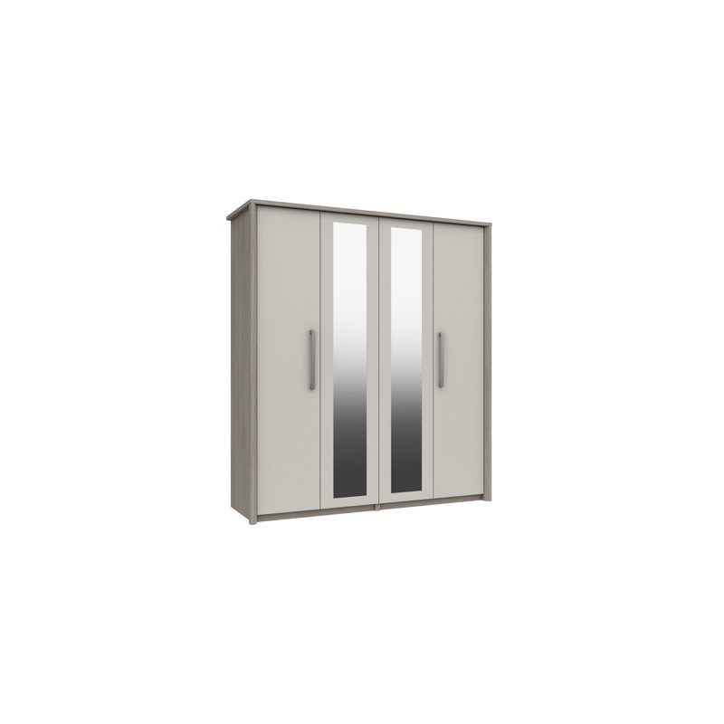 Colville 4 Door Manufactured Wood Wardrobe, Grey Oak/White Grey Gloss