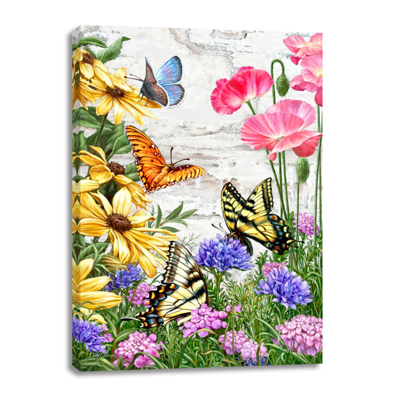 Art mural sur toile Butterfly Garden, H 14 po x l 10 po x P 1 po