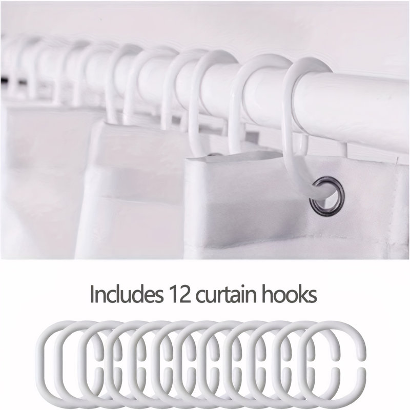Rideau de douche avec crochets inclus, H 72 po x l 72 po