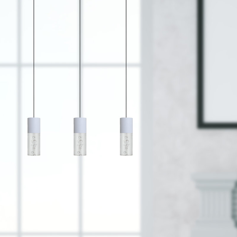 Rathi 3 - Light Kitchen Island Pendant, White, 7" H x 2" W x 2" D
