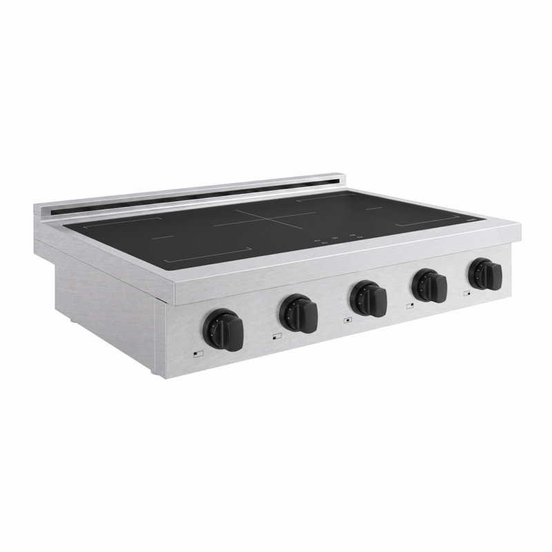 ZLINE Autograph 36 in. Paramount Induction Rangetop w/ 5 Elements in Satin Steel and Black Accents, Matte Black