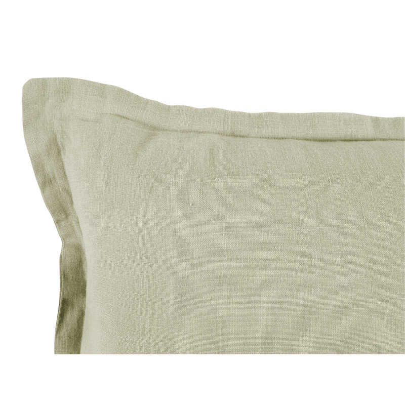 Sage Green Linen Decorative Pillow with Flange 20" x 20"