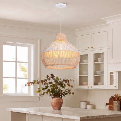 Calpella -Natural and White Rattan Light Pendant