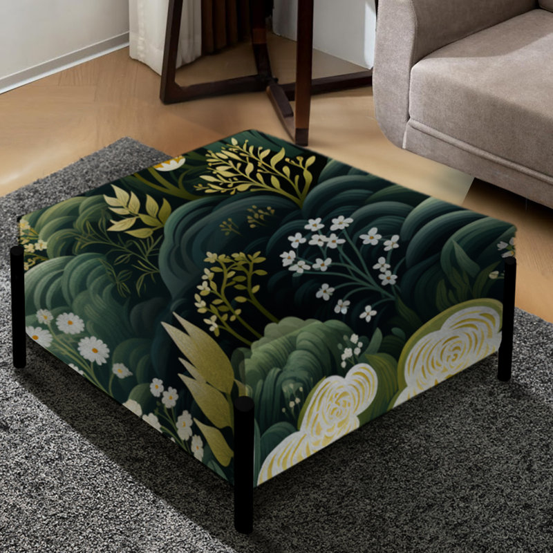 Green Forest Botanical Pattern - Botanical Large Square Ottoman