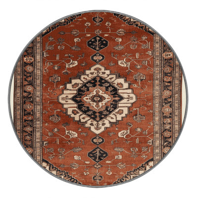 Machine Washable Persian Brown Area Rug