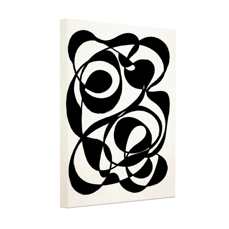 Abstract Abstract Black And White Curved Lines Pattern, 18" H x 12" W